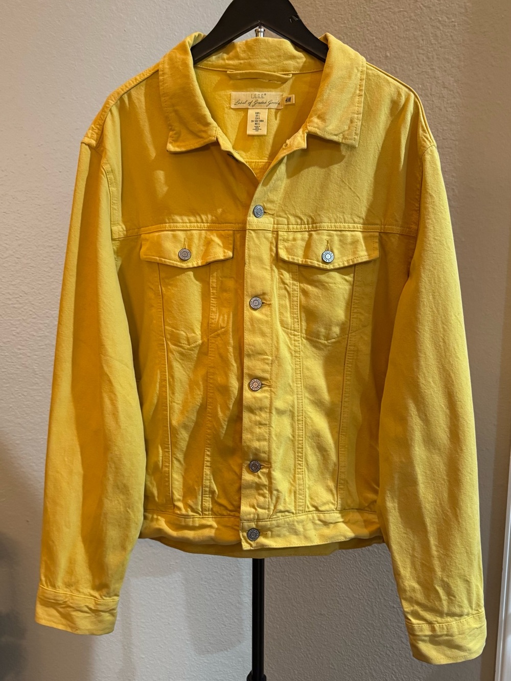 H&M Bright Yellow Denim Jacket - Men's Lightweight Shirt Jacket